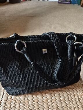 lina Black Braided Handbag Tote - Women